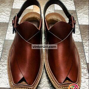 Handmade Leather Peshawari Chappal: Traditional Kaptaan Sandal